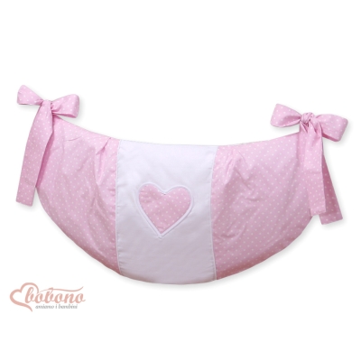 Sac de Jouet pour Berceau Rose à Pois Cœurs