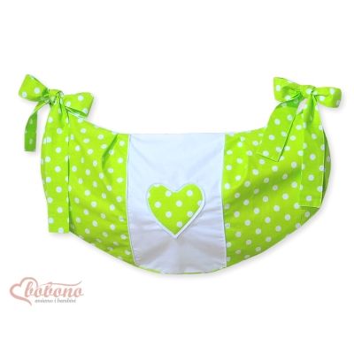 Sac de Jouet pour Berceau Vert à Pois Cœurs
