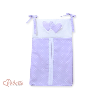 Sac de Rangement pour Couche Lila à Pois Cœurs