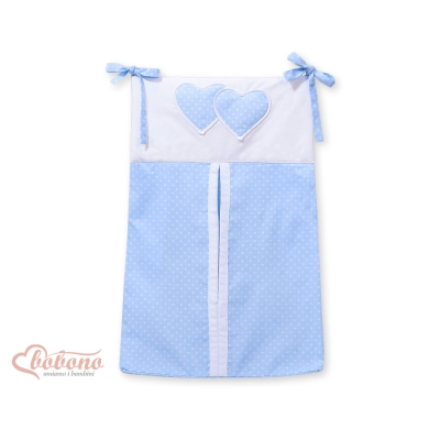Sac de Rangement pour Couches Bébé Menthe Bleu à Pois Cœurs