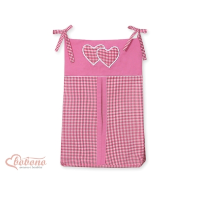Sac de Rangement pour Couches Bébé Rose à Carreaux Cœurs
