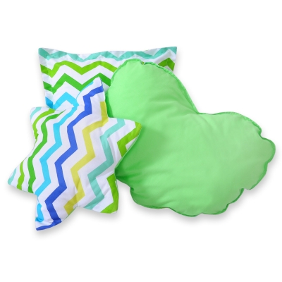 Set de 3 Coussins pour Tipi Vert Bleu Chevron