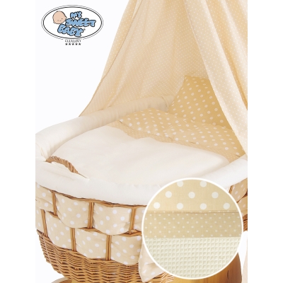 Taie d'oreiller Housse de couette pour berceau de bébé Beige à pois blancs