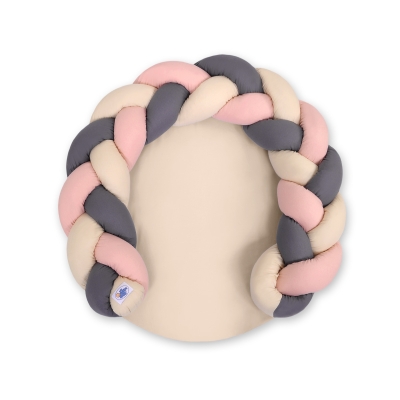 Tapis de Jeu avec Tour de Lit Tressé 2 en 1 Beige Anthracite Rose Poussiéreux