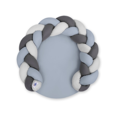 Tapis de Jeu avec Tour de Lit Tressé 2 en 1 Gris Anthracite Bleu Pastel