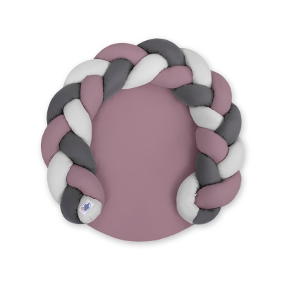 Tapis de Jeu avec Tour de Lit Tressé 2 en 1 Gris Violet Pastel Anthracite