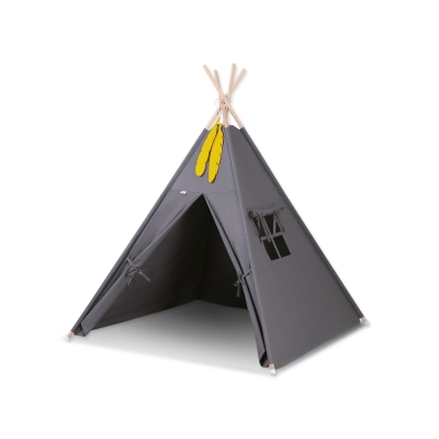 Tipi pour Enfant + Plumes Décoratives Anthracite