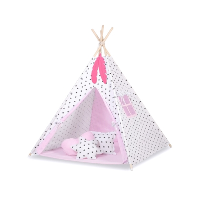 Tipi pour Enfant + Plumes Décoratives Rose