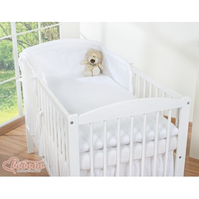 Tour de Lit Bébé a Barreaux Blanc Cœurs