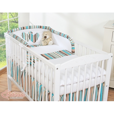 Tour de Lit Bébé a Barreaux Brun Rayures Cœurs