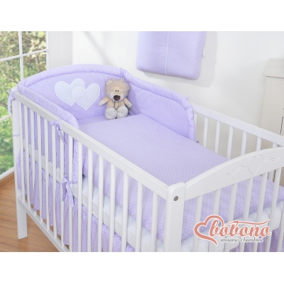 Tour de Lit Bébé a Barreaux Lila à Pois Cœurs