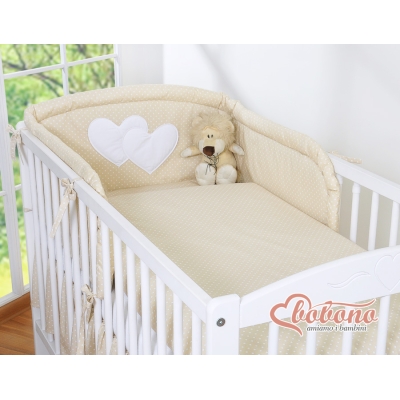 Tour de Lit Bébé Beige à Pois Cœurs