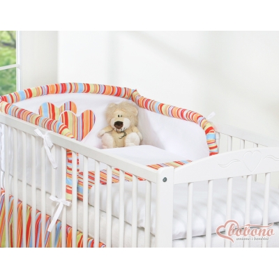 Tour de Lit Bébé Orange Rayures Cœurs