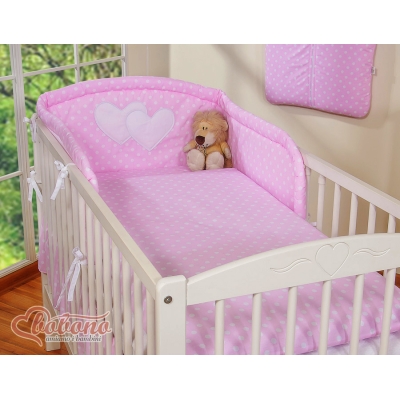 Tour de Lit Bébé Rose à Pois Cœurs
