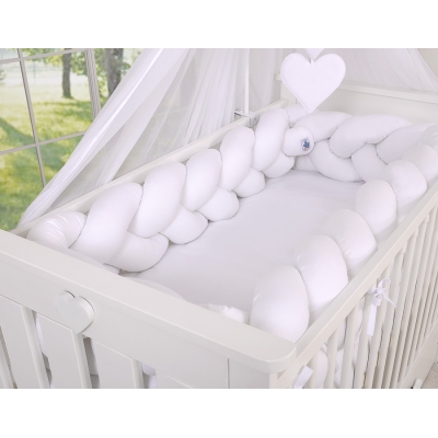 Tour de Lit Bébé Tressé 360cm Anti-chocs Blanc