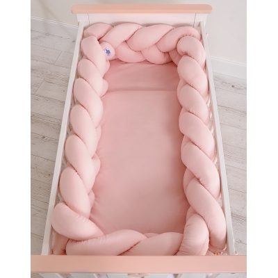 Tour de Lit Bébé Tressé 360cm Anti-chocs Rose Poussiéreux