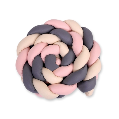 Tour de Lit Bébé Tressé Extra épais 3,6m Beige Anthracite Rose Poussiéreux