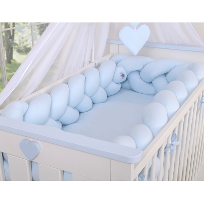 Tour de Lit Bébé Tressé Extra épais 3,6m Bleu pour Garçon