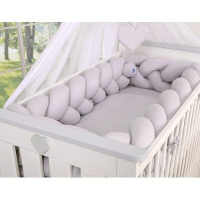 Tour de Lit Bébé Tressé Extra épais 3,6m Gris
