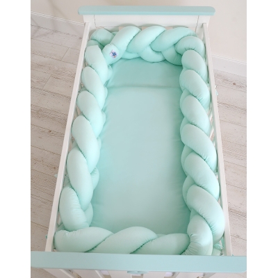 Tour de Lit Bébé Tressé Extra épais 3,6m Menthe