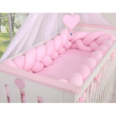 Tour de Lit Tressé pour Fille Rose