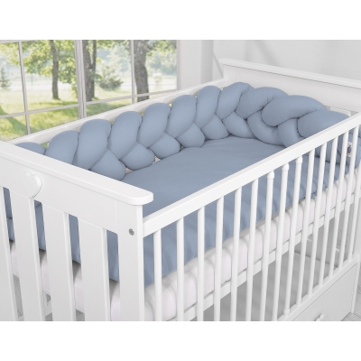 Tour de Lit Bébé Tressé Fille et Garçon Bleu Pastel