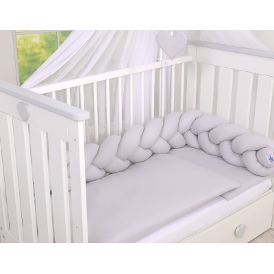Tour de Lit Bébé Tressé Fille et Garçon Gris