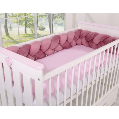 Tour de Lit Bébé Tressé Fille et Garçon Rose Poussiéreux