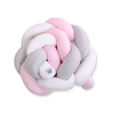 Tour de Lit Tressé 1,8m Rose Blanc Gris