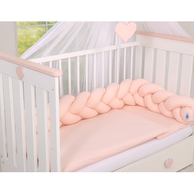 Tour de Lit Tressé 1,8m Rose Poudré