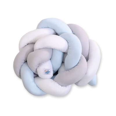 Tour de Lit Tressé 180 cm Bleu Blanc Gris