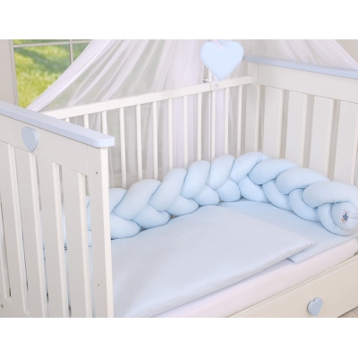 Tour de Lit Tressé 180 cm Bleu pour Garçon