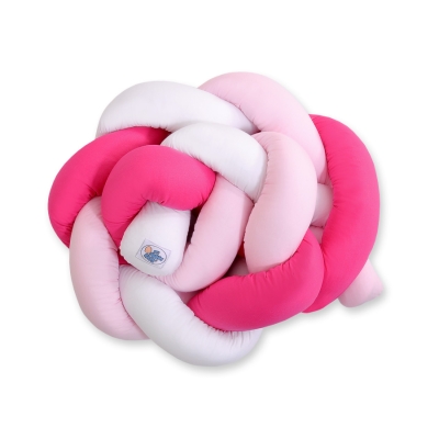 Tour de Lit Tressé Pare Chocs Rose Rose Blanc