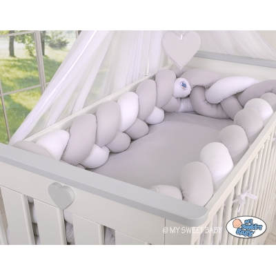 Tour de Lit Tressé pour Bébé 3,6m Blanc Gris