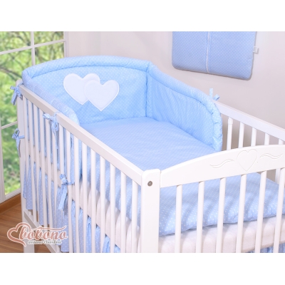 Tour de Lit Universel pour Lit Bébé a Barreaux Bleu à Pois Cœurs