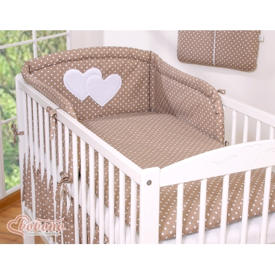 Tour de Lit Universel pour Lit Bébé a Barreaux Brun à Pois Cœurs