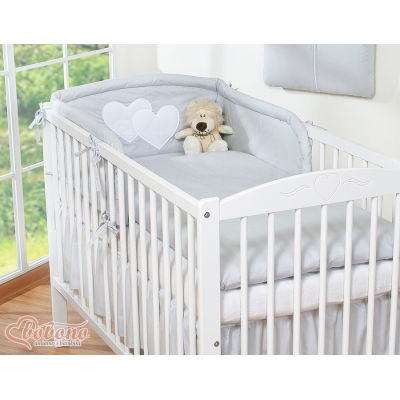 Tour de Lit Universel pour Lit Bébé a Barreaux Gris Cœurs