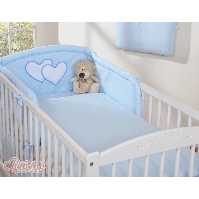 Tour de Lit Universel pour Lit de Bébé Bleu Cœurs