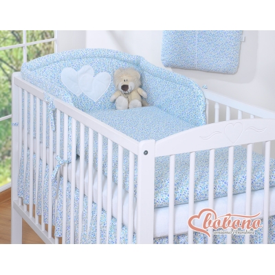 Tour de Lit Universel pour Lit de Bébé Bleu Fleurs Cœurs
