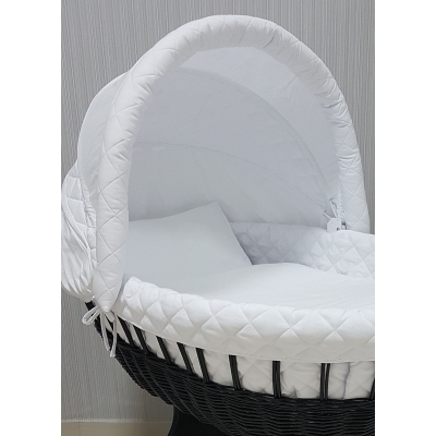 Habillage Matelassé Berceau en Osier XL Blanc Capote