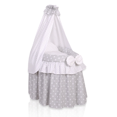 Berceau en osier pour poupées avec voile