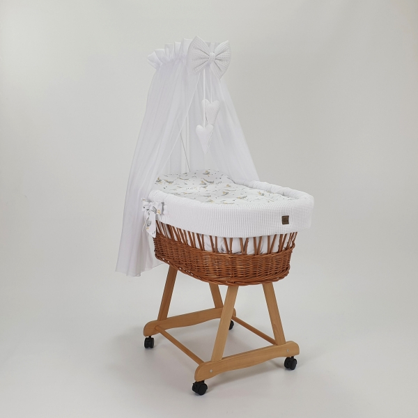 Ensemble linge bébé blanc nid d’abeille XXL Couffin