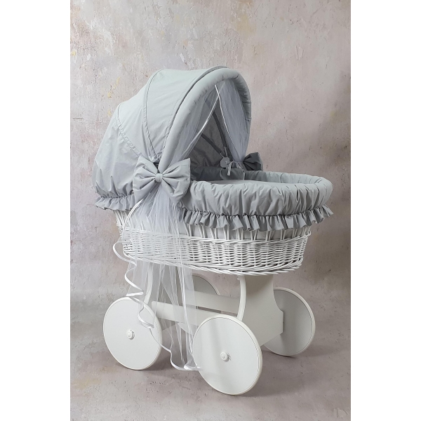 Ensemble textiles  grande taille berceau en osier Gris
