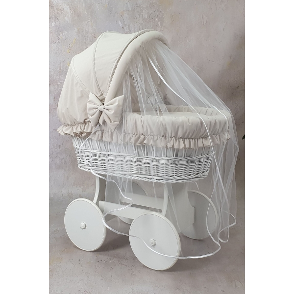 Ensemble textiles XL berceau en osier Beige