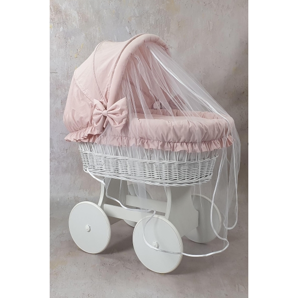 Ensemble textiles XL berceau en osier Rose Poudré