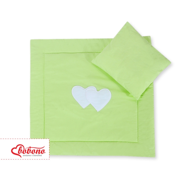 2 Pièces Coussin et Couverture pour Landau Bébé Vert Cœurs