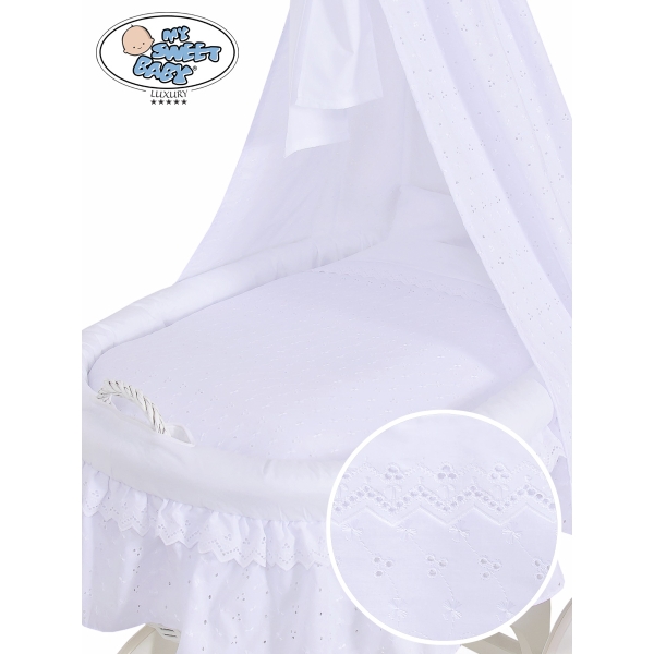 4 pcs Ensemble Linge pour Berceau de Bébé Charlotte  Blanc