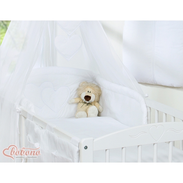 7 pcs Ensemble Linge Ciel Tour de Lit Bébé Blanc Cœurs