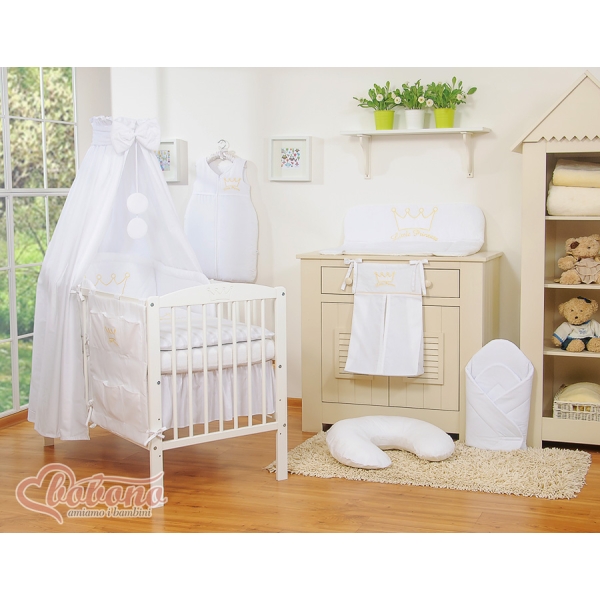7pcs Ensemble Linge Ciel Tour de Lit Bébé Blanc Prince / Princess
