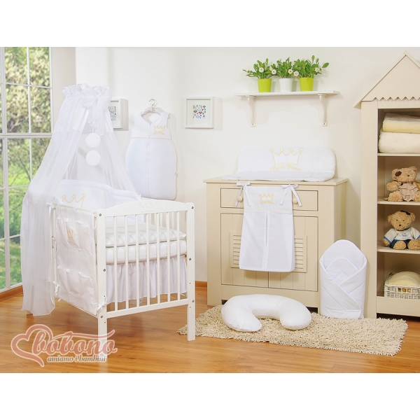 7pcs Ensemble Linge Ciel Tour de Lit Bébé Blanc Prince / Princess
